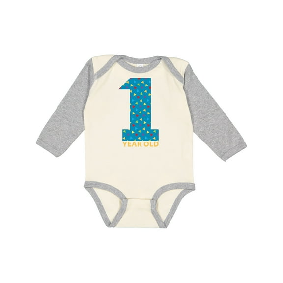 Inktastic First Birthday-1 Year Old Boys or Girls Long Sleeve Baby Bodysuit