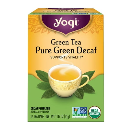 Yogi Green Tea Pure Green Decaf Wellness Tea Bags 16 Count