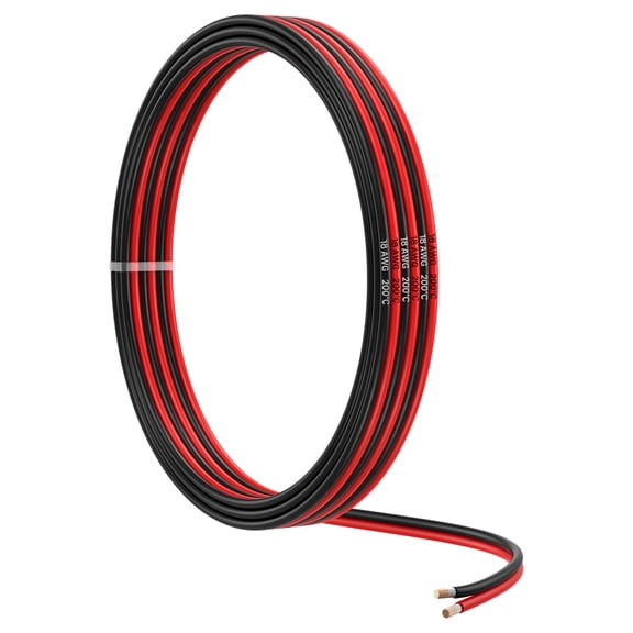 MMOBIEL 18 AWG Silicone Wire 16.4FT Red/Black 600V