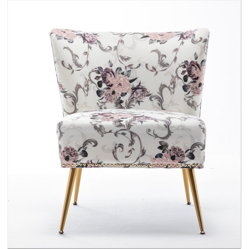 Uspridefurniture Friant 25"W Ivory Microfiber Upholstered Slipper Chair