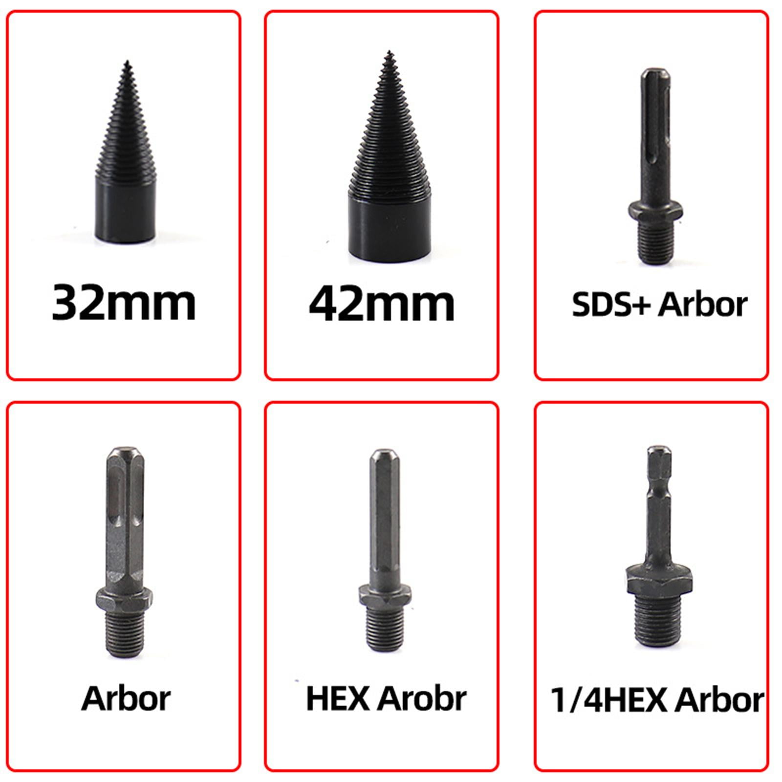 koolsoo Set of 6 Firewood Log Splitter Drill Bit Attachment Screw Cones Multipurpose Detachable for Logging and Open The Wood Durable