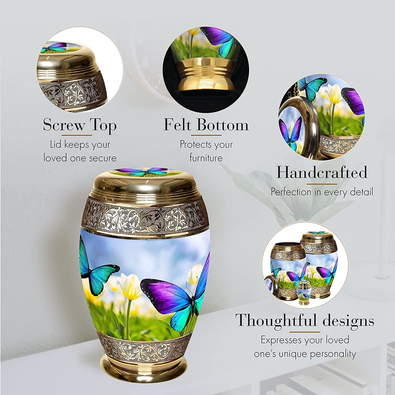 Wild Butterflies Urns for Cremation Ashes Large Urn XL or Small Keepsake Urns for Human Ashes & Urns for Human Ashes for Home or Burial Small Urns for Human Ashes Set of 4
