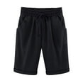 thumbnail image 5 of Ladies Summer Plain Drawstring Elastic Waist Bermuda Shorts Casual Knee-Length Curling Short Hot Pants Womens Pockets Five Point Trousers, 5 of 7