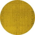 thumbnail image 1 of Ahgly Company Machine Washable Indoor Round Oriental Yellow Traditional Area Rugs, 7' Round, 1 of 4