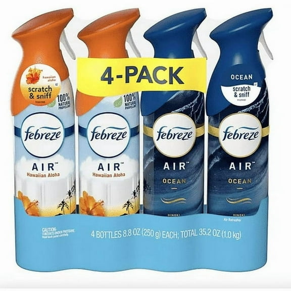 Febreze Air Effects Odor-Eliminating Air Freshener Hawaiian Aloha, Ocean, Aerosol Can, 8.8 oz., 1 pk. of 2 each