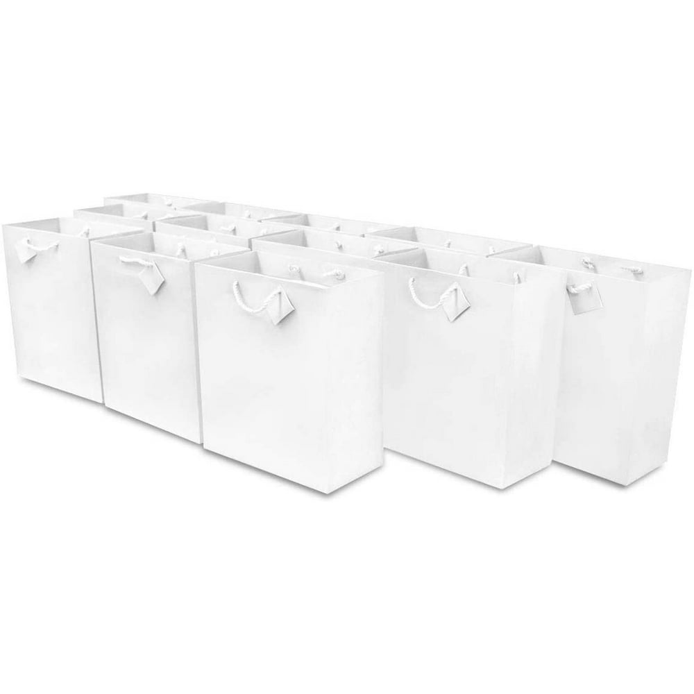White Gift bags with Handles, Designer Solid White Paper Gift Wrap Bags