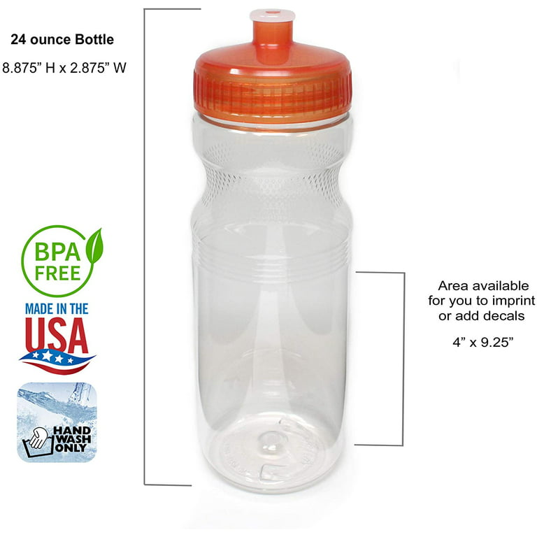 Rolling Sands 24 Ounce BPA-Free Clear/Rainbow Plastic Water Bottles, Set of  10, Made in USA