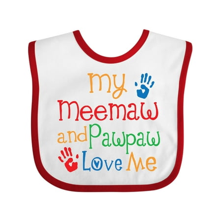 

Inktastic My Meemaw and Pawpaw Love Me Gift Baby Boy or Baby Girl Bib