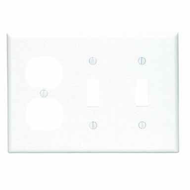 Leviton Toggle Switch and Duplex Outlet Plate - 3-Gang - White