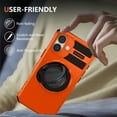 thumbnail image 4 of Compatible with iPhone 16 Plus Case, Phone Case iPhone 16 Plus, Slim Fit 360° Ring Holder Shockproof Kickstand Magnetic Car Mount Supported Non-Slip Protective Women Girls Men Boys, Orange, 4 of 11