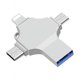 thumbnail image 1 of Memoria externa para iPhone, USB Stick 32/64/128GB, 4 en 1 USB Memory Stick USB Flash Drive Metal Memory Stick Expansión de memoria para Apple iPhone iPad Android Notebook USB 2.0 Plata, 1 of 4