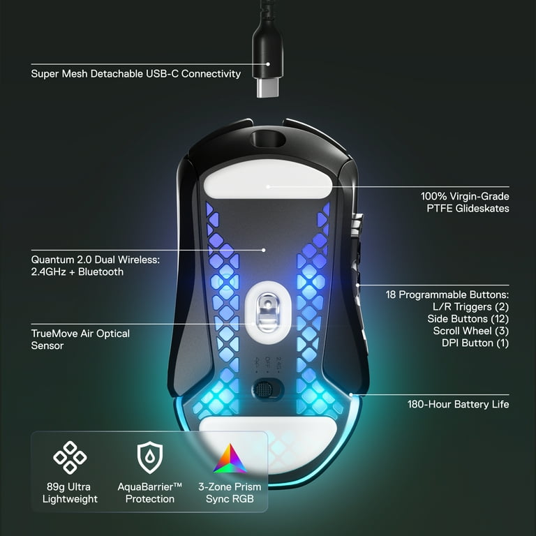 マウス・トラックボール SteelSeries Aerox 9 Wireless SteelSeries Aerox 9 Wireless Gaming Mouse - Black - us