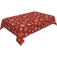 thumbnail image 4 of Dark Red Christmas Rectangle Tablecloth 60x84 Inch Gold White Xmas Snowflake Winter Holiday Theme Decorative Table Cloth Seasonal Rustic Farmhouse for Indoor Party Kitchen Dinner Picnic Decor, 4 of 5