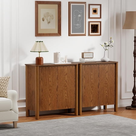 LKTART Sideboard Buffet Cabinet with Storage 31.5 - Modern 2-Door Accent Cabinet with Adjustable Shelves Wood Console Table for Living/Dining Room Entryway Coffee Bar (2pcs)