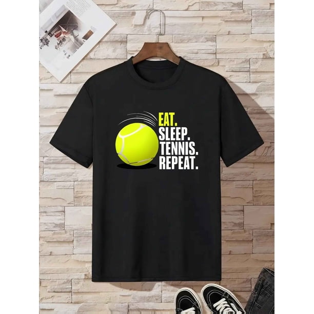 Boys' "Eat Casual Tennis Repeat" Cotton T-Shirt, Casual Summer Tee with Tennis Ball Graphic, Soft & Breathable Fabric, Round Neck, Regular Fit