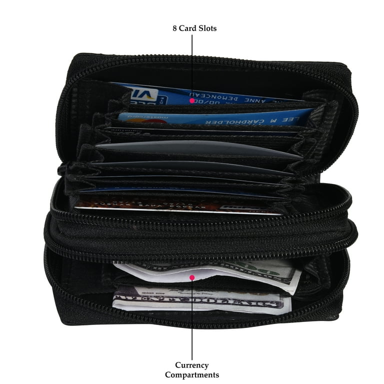 RFID Double Zip Accordion Credit Card Holder