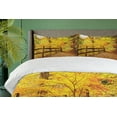 thumbnail image 4 of Ambesonne Landscape Duvet Cover Sets, Fall Trees Leaf Road, 2-Queen, Ginger Yellow Marigold, 4 of 7