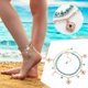 thumbnail image 2 of Conjunto de 2 tobilleras con flecos de cuentas turquesas, tobilleras de playa, joyas, tamaño de tobillera, 2 of 8
