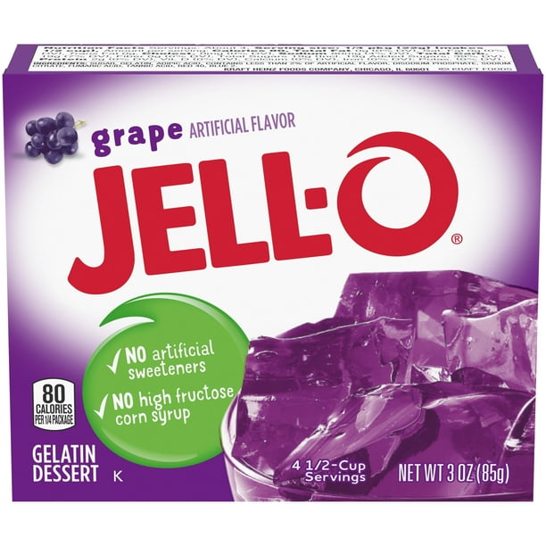 JellO Grape Gelatin Dessert Mix, 3 oz Box