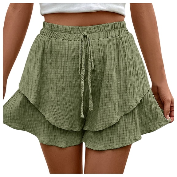 Afdoent Shorts For Women Summer Shorts Elastic Waist Shorts Casual Wide Legs Shorts With Pockets 2026 Beach Vacation Shorts