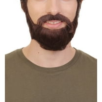 HPO Adult Men's Dark Brown Boxed Beard, High Quality Synthetic Fiber Beard Set