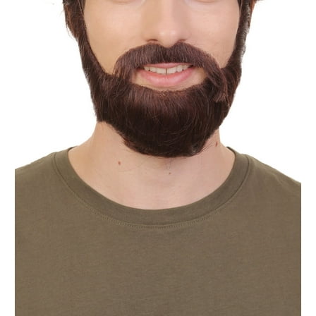 HPO Adult Men's Dark Brown Boxed Beard, High Quality Synthetic Fiber Beard Set