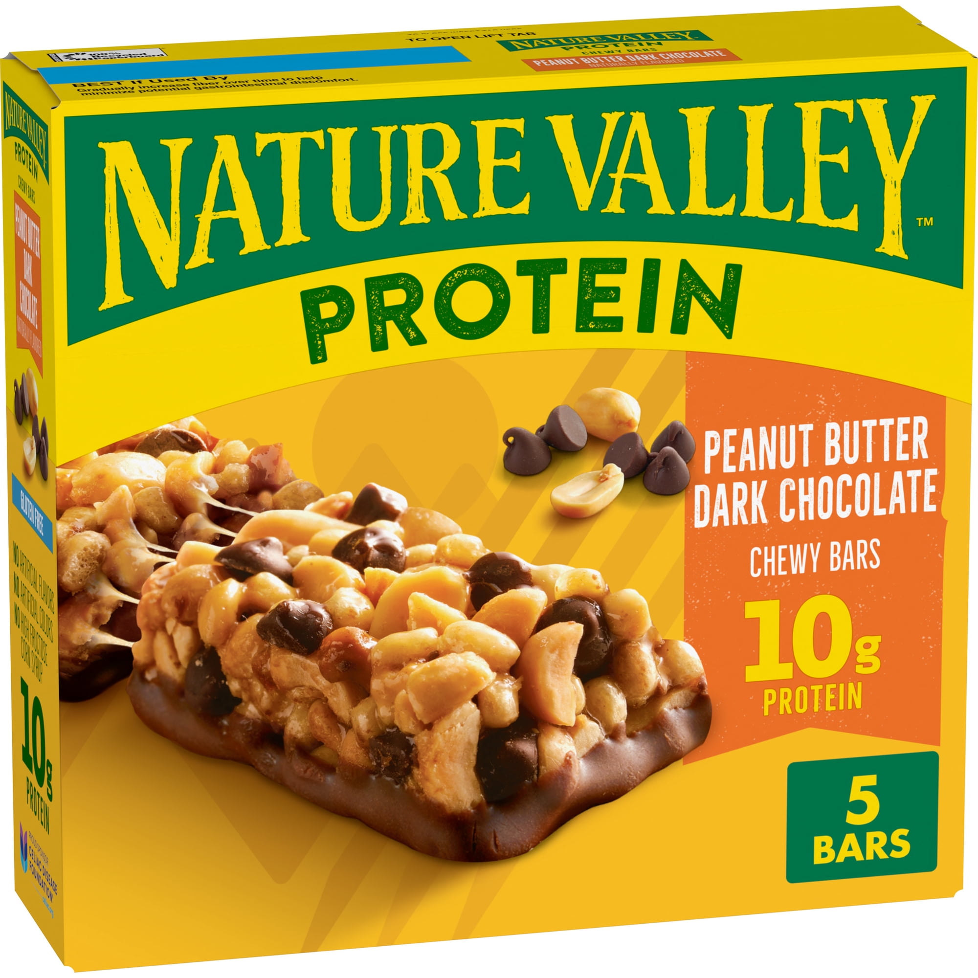 Nature Valley Protein Chewy Snack Bars, Peanut Butter Dark Chocolate, 5 Bars, 7.1 oz