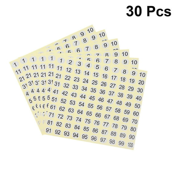 Raindrops 30 Sheets Number Decals 1- 100 Number Decals Number Stickers 12*12cm
