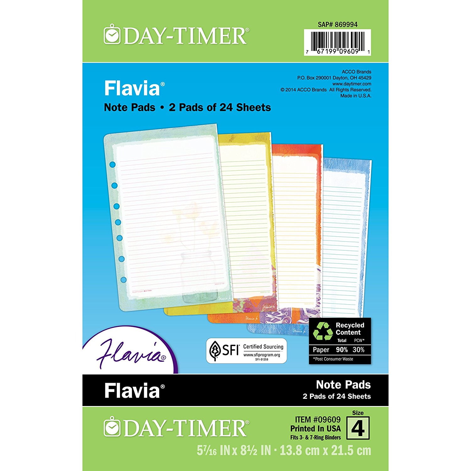 DayTimer Note Pads, Undated, Desk Size, 5.5 x 8.5 Inches, Flavia