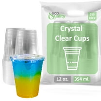 [250 Count] 12 oz Clear Plastic Disposable PET Cups with Lids | Crystal Clear PET Cup | Cold Smoothie | Iced Coffee Go Cups | Ideal for Coffee, Parfait, Juice, Soda, Cocktail, Party Cups (12OZ)