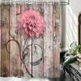 thumbnail image 5 of Farmhouse Flower Floral Shower Curtain, Rustic Pink Dahlia Shower Curtain Set, Country Pink Wild Garden Plant Waterproof Fabric Shower Curtain with Hooks, Surreal Bathroom Curtain, 36X72inch, 5 of 5