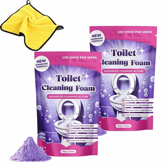 Power Foaming Toilet Cleaner Self-Activating Formula for Deep Cleaning, Stain Removal, and a Fresh Shine Bathroom Essential(2PC & 2 Cleaning Cloth)