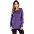 thumbnail image 4 of Sudadera de Mujer de Color Liso con Cuello Redondo, Larga y Abertura Frontal Corta y Trasera Larga Púrpura XXL, 4 of 9