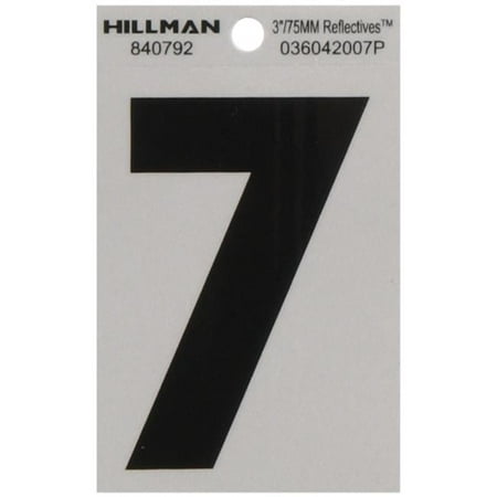 Hillman 840792 Adhesive House Address Number 7, Black and Silver Vinyl, 3-In. - Quantity 6