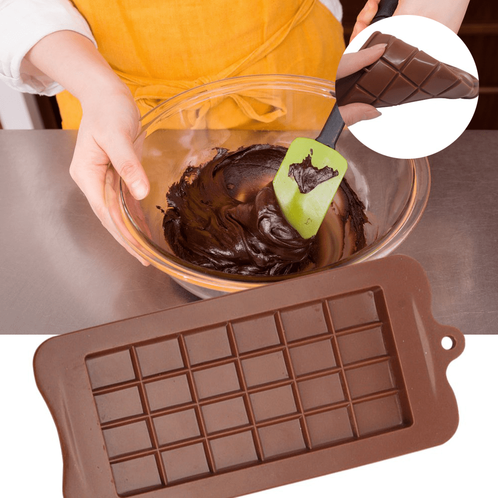 Chocolate Bar Molds Silicone Square Chocolate Molds 2 Pack Candy Molds  Engery Bar Silicone Molds for Chocolate Candy Bars (Square-2ps)