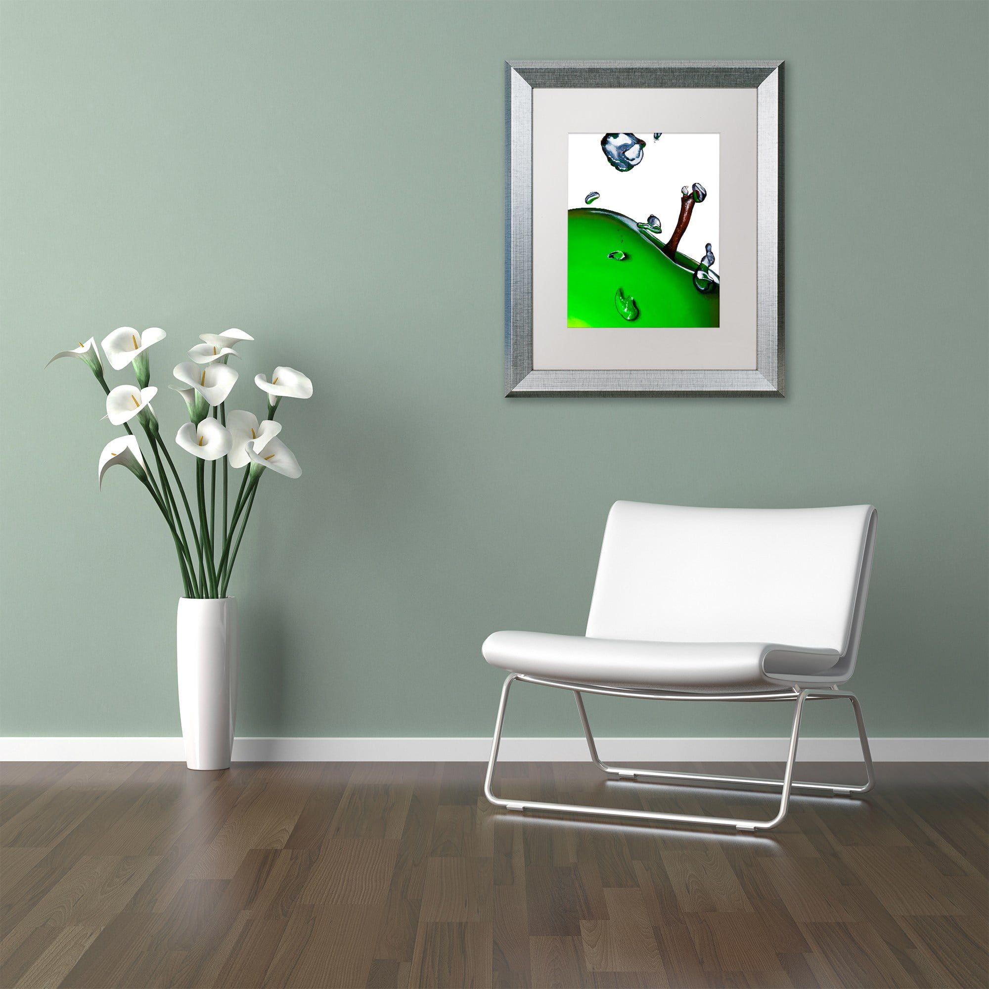 Trademark Fine Art "Granny Splash II" Canvas Art by Roderick Stevens White Matte, Silver Frame