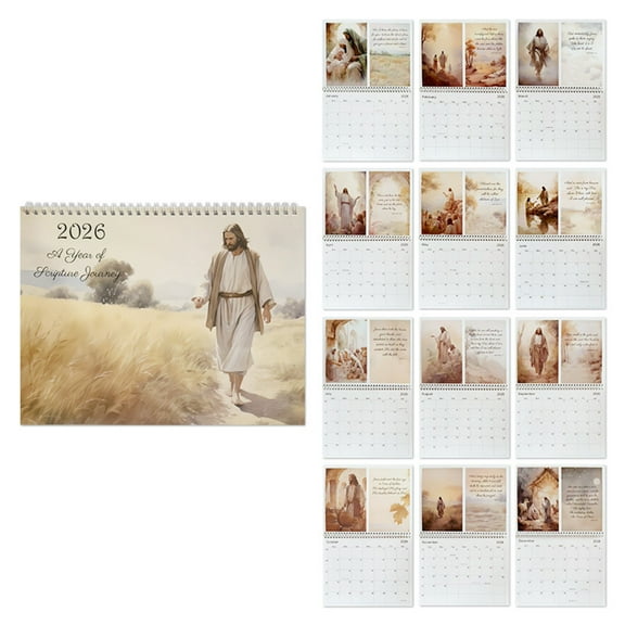 2026 January-December Bible Calendar Festive Days Theme 8.27 x 11.02 Inch Desk Calendars for Office Home Planning & Organizing