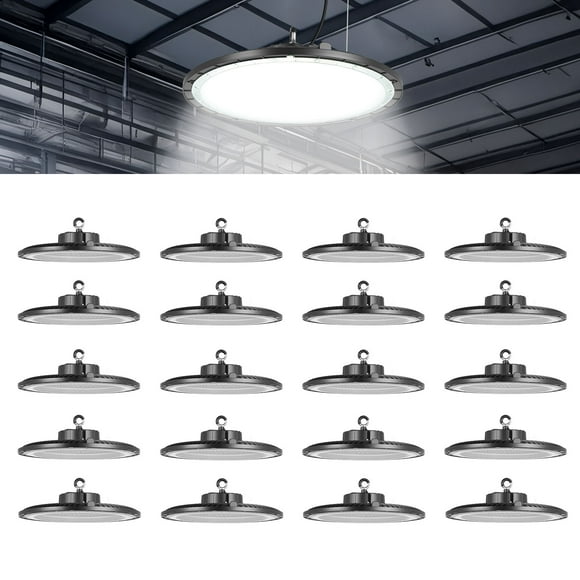 VEVOR 20 Pack LED High Bay Lights, 5000K 150W 21000LM Super Bright UFO LED Warehouse Shop Lights, IP65 Waterproof, 100-277V Wide Voltage, Black
