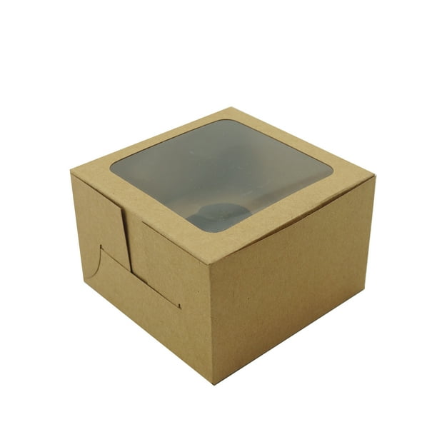 Way to Celebrate! 4.5X4.5X3 inch Kraft Treat Boxes with Window, 3Count