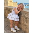 thumbnail image 5 of BemeyourBBs Newborn Baby Girl Summer Clothes Smocked Romper Dress Outfit Cherry Print Sleeveless Tie-up Romper Bodysuit with Bow Headband 2 Piece Set, 5 of 9