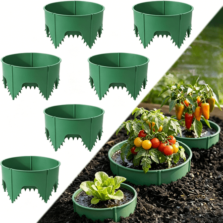 ACDANC 6 Pcs 10 Inch Plant Rings for Outdoor Plants,Protective Garden Edging Border for Water Retention,Reusable Pvc Planting Ring for Yards,Greenhouse,Lawn,Shrubs,Vegetables,Herbs and Flowers