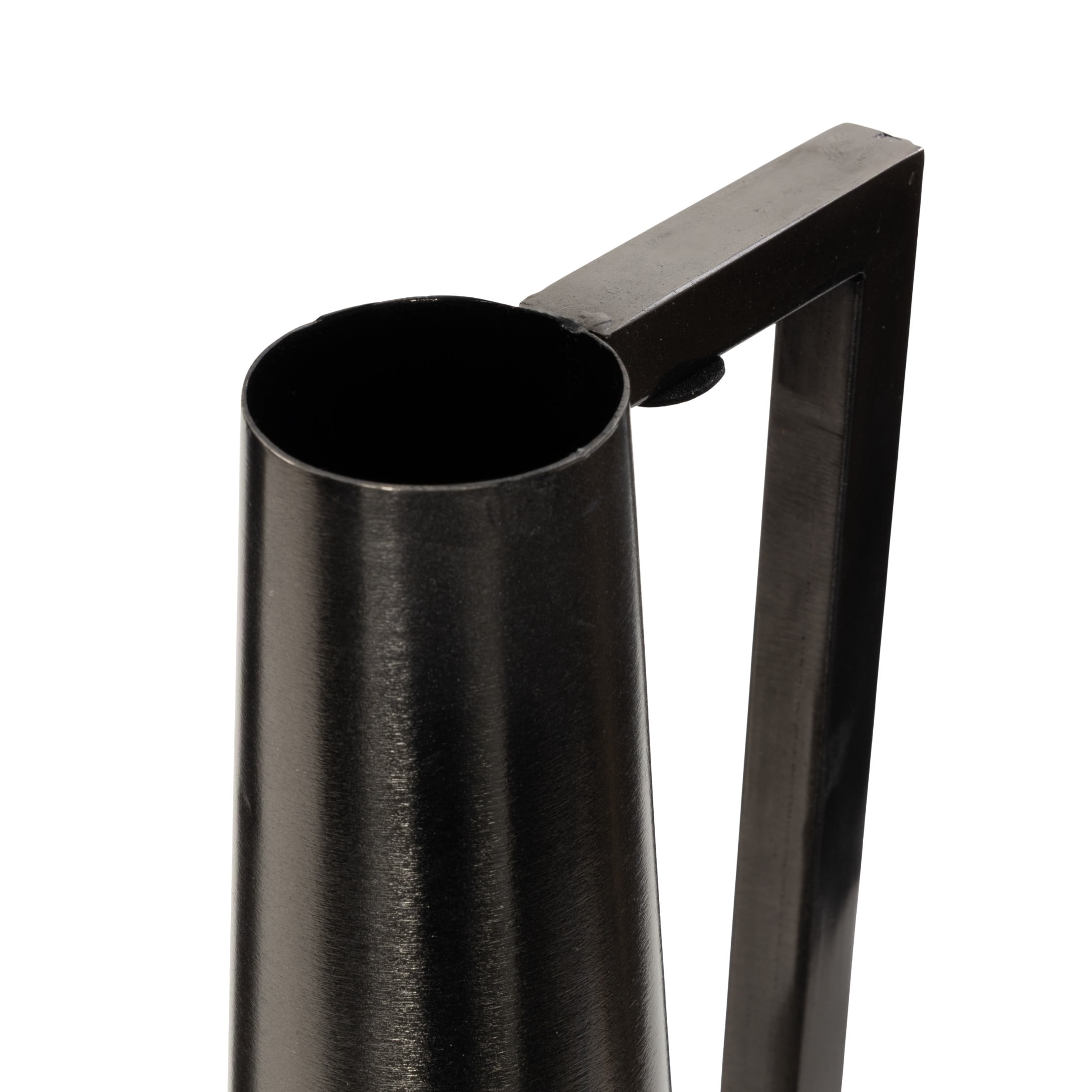 DecMode 17", 22"H Slim Cone Dark Gray Metal Vase with Extended Handles, Set of 2