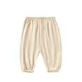thumbnail image 3 of GBSYEWXS Pants For Boys Toddler Solid Color Elastic Waist Wide Leg Full-Length Trendy Summer Trousers Beige Size 18 Months-24 Months, 3 of 4
