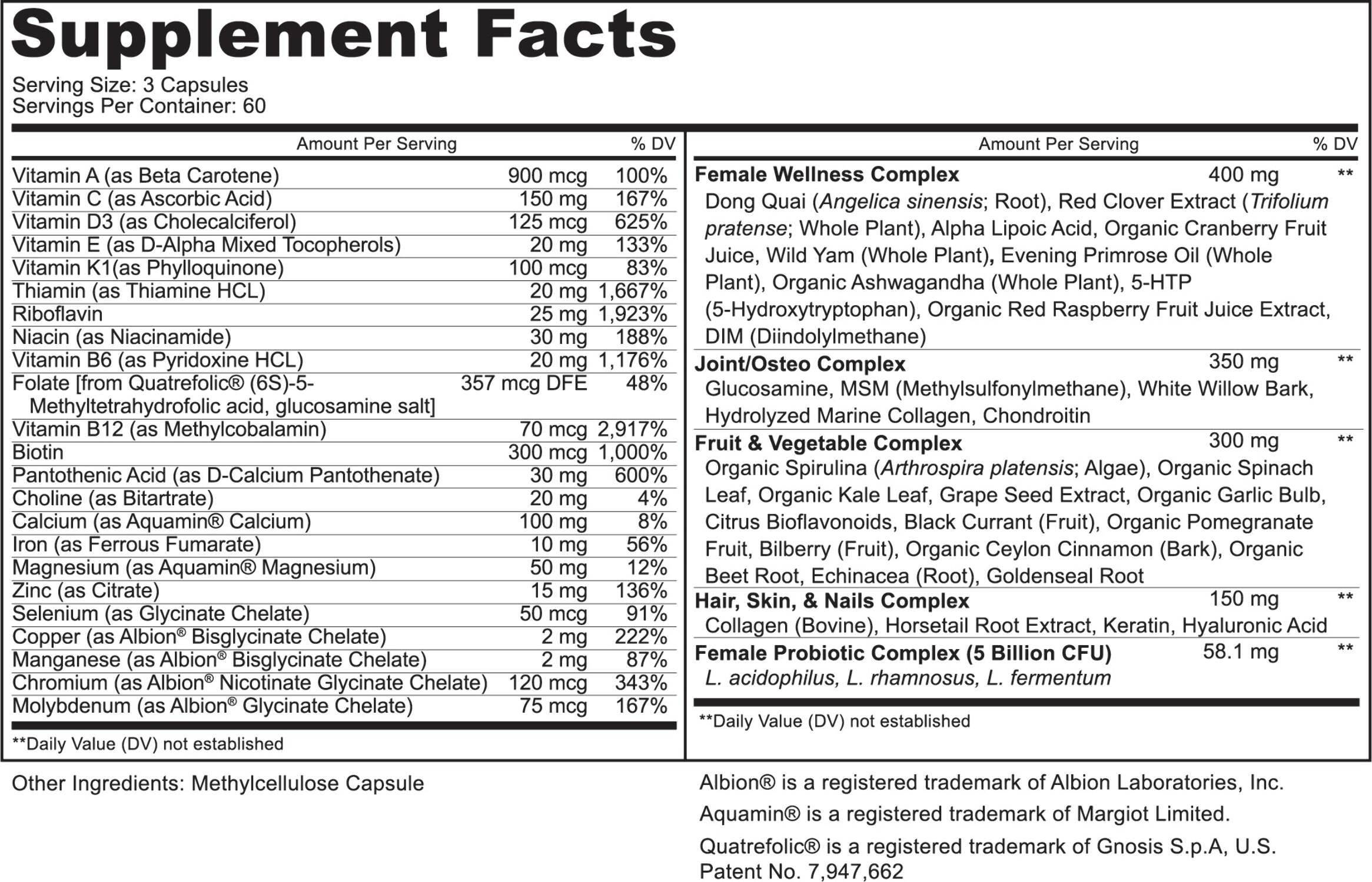Women’s Whole Food MultiVitamin –58 Key Nutrients Including Vitamins, Minerals, Herbs, Probiotics, with Iron, Hair, Skin & Nail Complex for Complete Female Wellness- 180 Capsules
