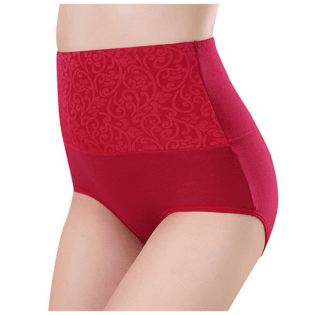 Fulorrnie Underwear for Women Plus Size High Waist Breathable Comfort Panties Briefs Moisture Wicking Elastic Panty Red XL