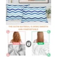 thumbnail image 3 of Blue White Ombre Pillow Cases Queen Size Set of 2, Smooth Satin Pillowcase for Hair and Skin, Modern Geometric Gradient Ocean Striped Decorative Cooling Bed Pillow Covers with Zipper, 20x30 Inches, 3 of 5