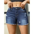 thumbnail image 2 of jinghuiyue Women’s Casual High Waisted Denim Shorts Stretchy Frayed Raw Hem Ripped Jeans Shorts S, 2 of 7