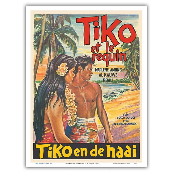 Tiko and the Shark (Tiko et le Requin) - Starring Marlene Among and Roau - Vintage Film Movie Poster c.1962 - Master Art Print (Unframed) 9in x 12in