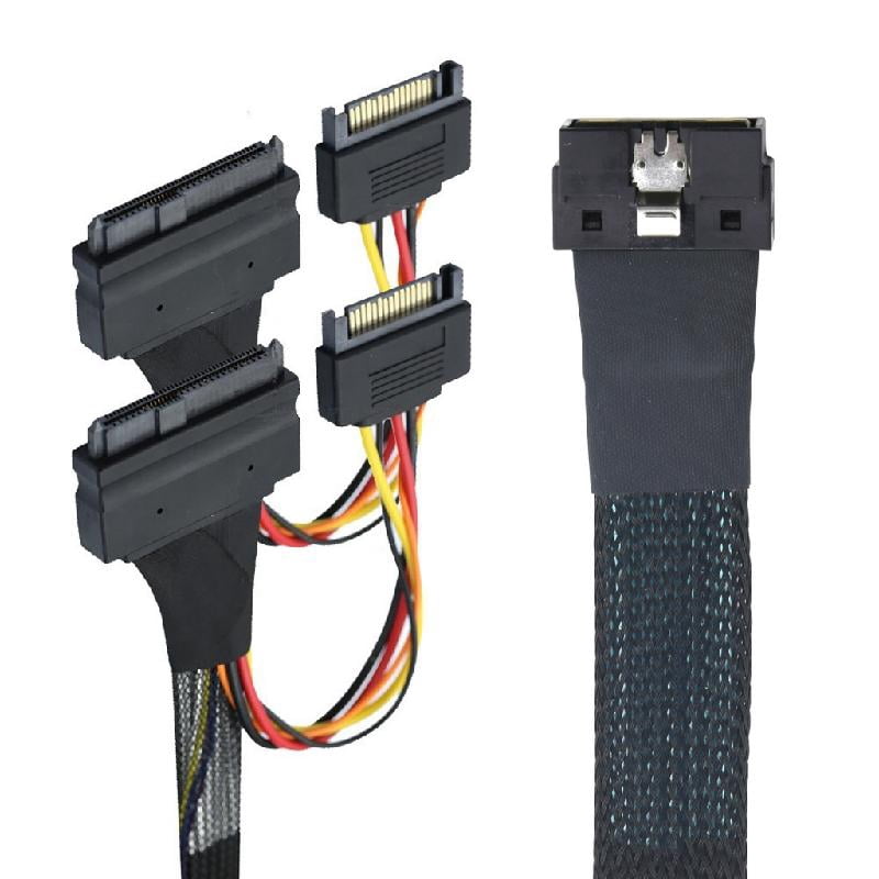NVME PCIe SSDs Cable SFF 8654 8I to 2x SFF 8639 Adapter with 15P SATAs Power