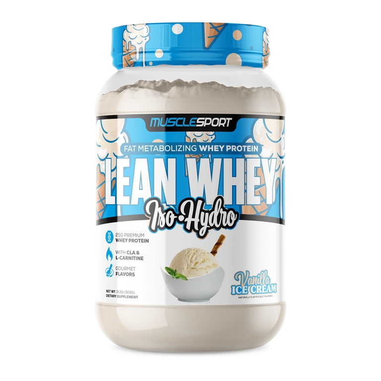 Musclesport Lean Whey Iso Hydro Protein Powder, Vanilla Ice Cream - Gluten Free - 2lb, 25g of Protein - Low Fat - Low Carb - Fitness & Nutrition - Walmart.com Musclesport Lean Whey Iso Hydro Protein Powder, Vanilla Ice Cream - Gluten Free - 2lb, 25g of Protein - Low Fat - Low Carb - Fitness & Nutrition - Walmart.com